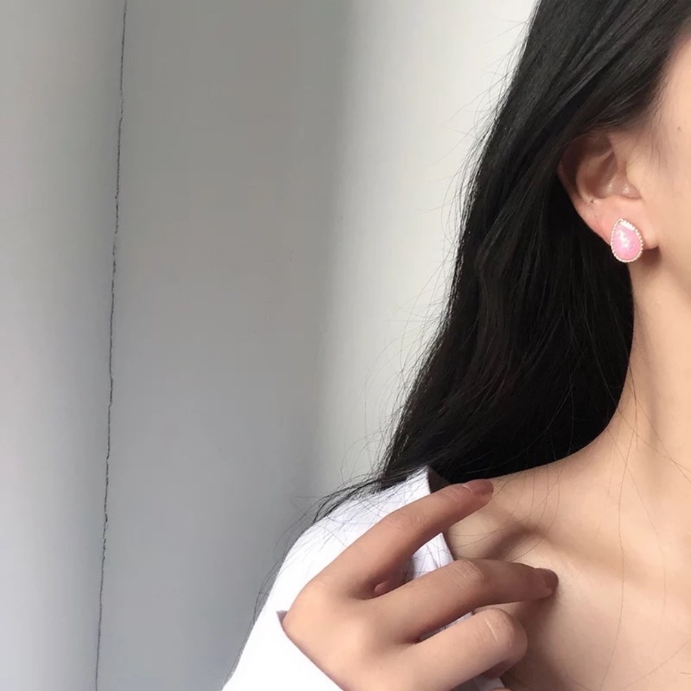 12 Pairs Retro Opal Enamel Stud Gold Earrings Set - Picture 5 of 11